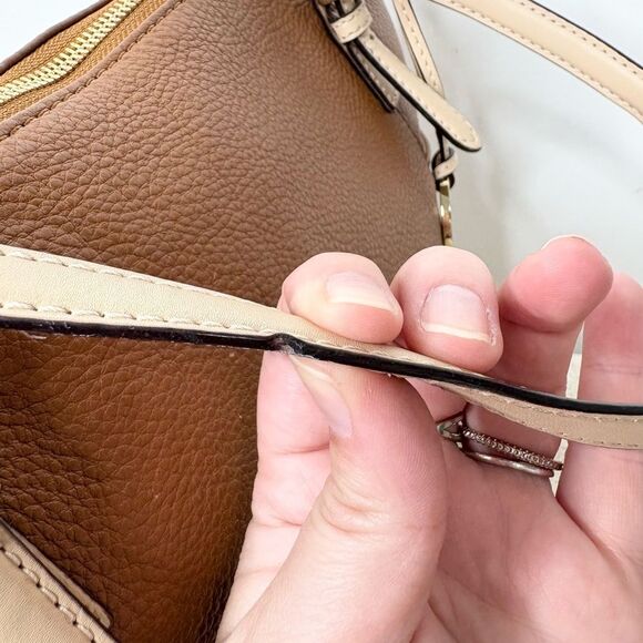 Michael Kors Jet Set Large Pebble Leather Top-Zip Tote Bag Tan - Picture 4 of 11